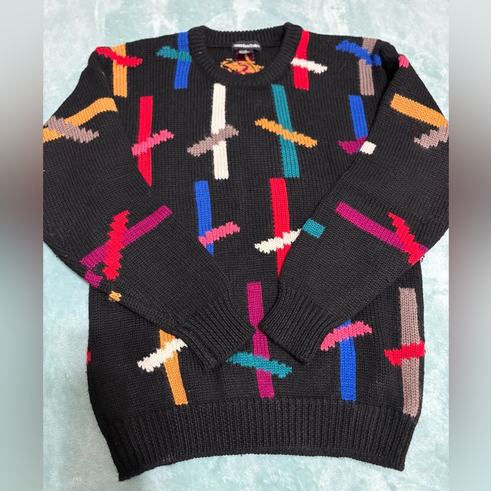Vintage Sweater James River Traders S Wool Abstract 80s 90s Grandpa Core